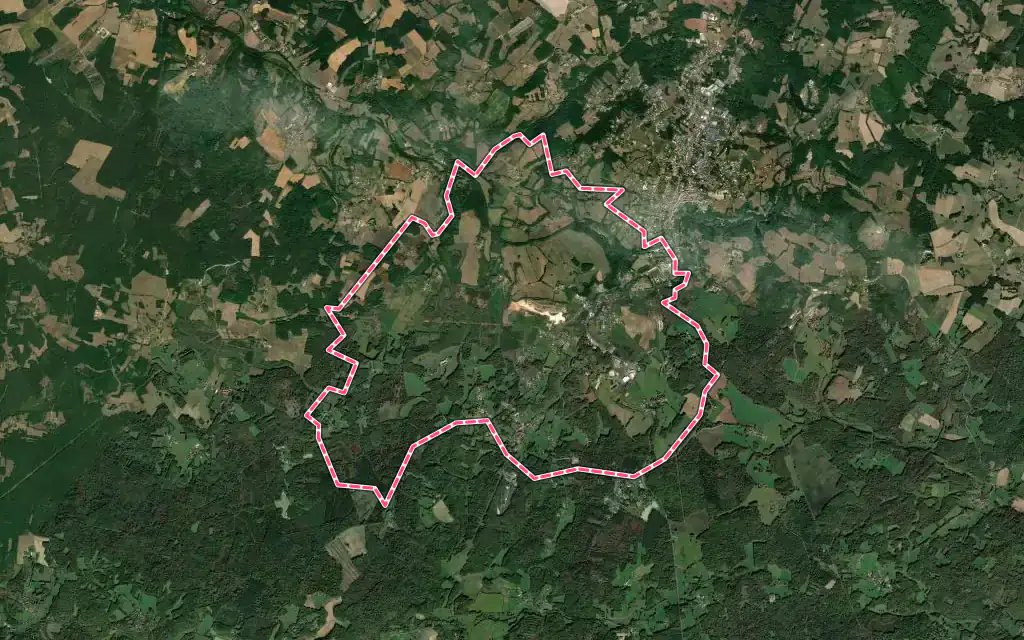 Vue satellite de Saint-Martial-de-Valette avec ses contours administratifs