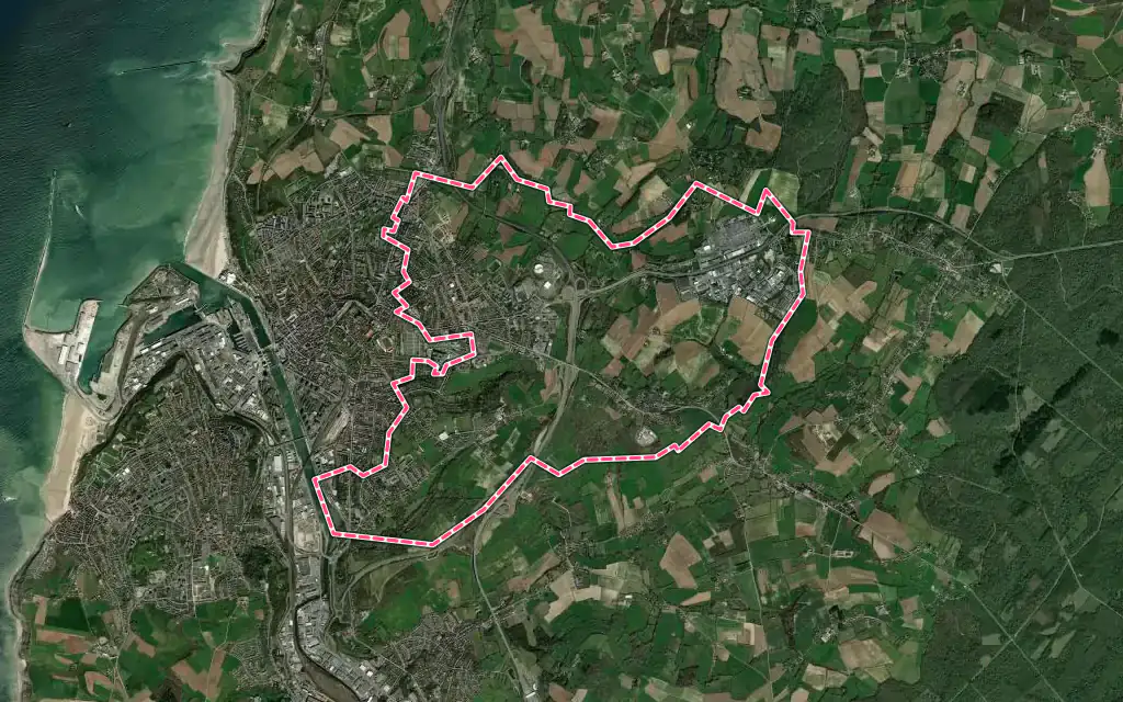 Vue satellite de Saint-Martin-Boulogne avec ses contours administratifs