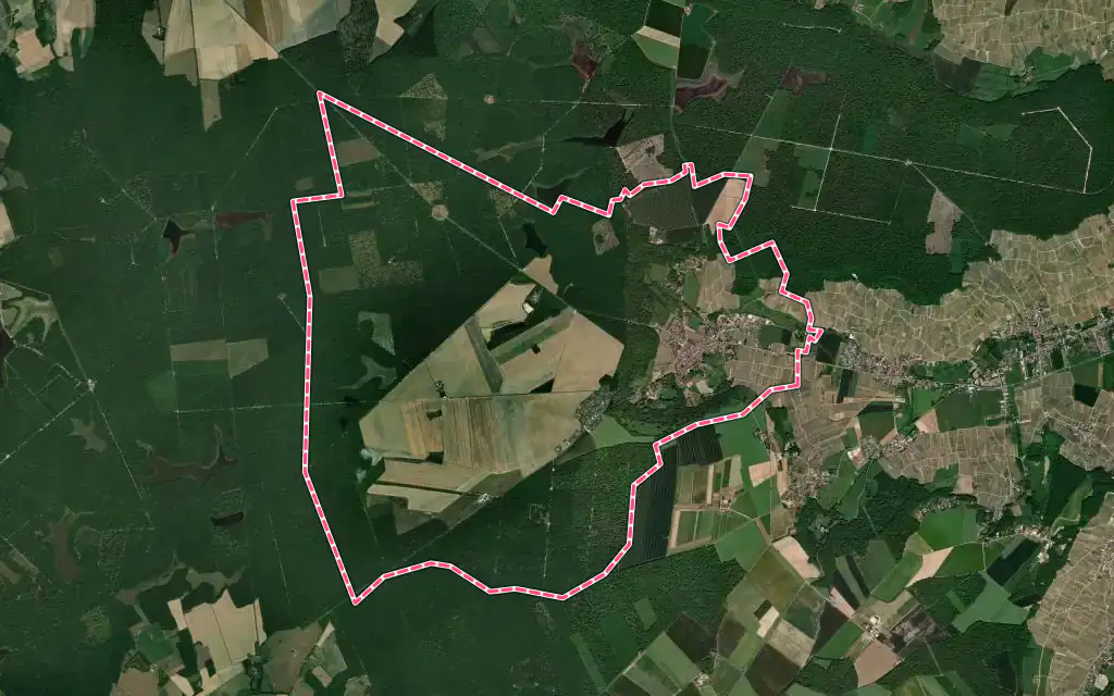 Vue satellite de Saint-Martin-d'Ablois avec ses contours administratifs