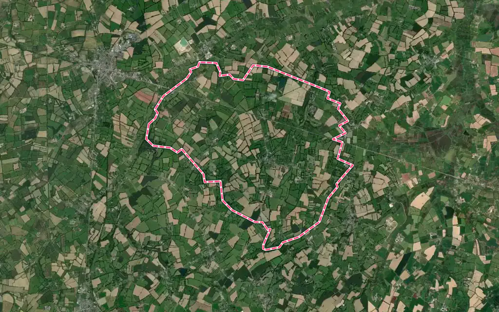 Vue satellite de Saint-Martin-d'Aubigny avec ses contours administratifs