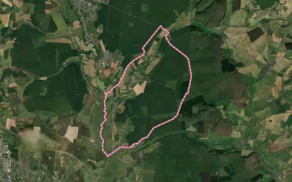 Vue satellite de Saint-Martin-d'Heuille avec ses contours administratifs