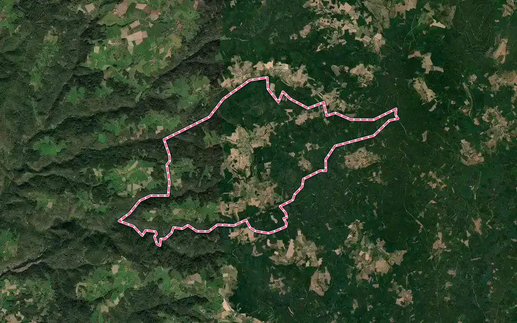 Vue satellite de Saint-Martin-d'Ollières avec ses contours administratifs