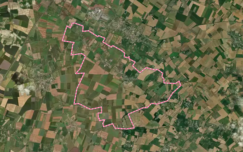 Vue satellite de Saint-Martin-de-Bernegoue avec ses contours administratifs
