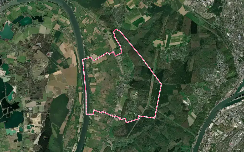 Vue satellite de Saint-Martin-de-Boscherville avec ses contours administratifs