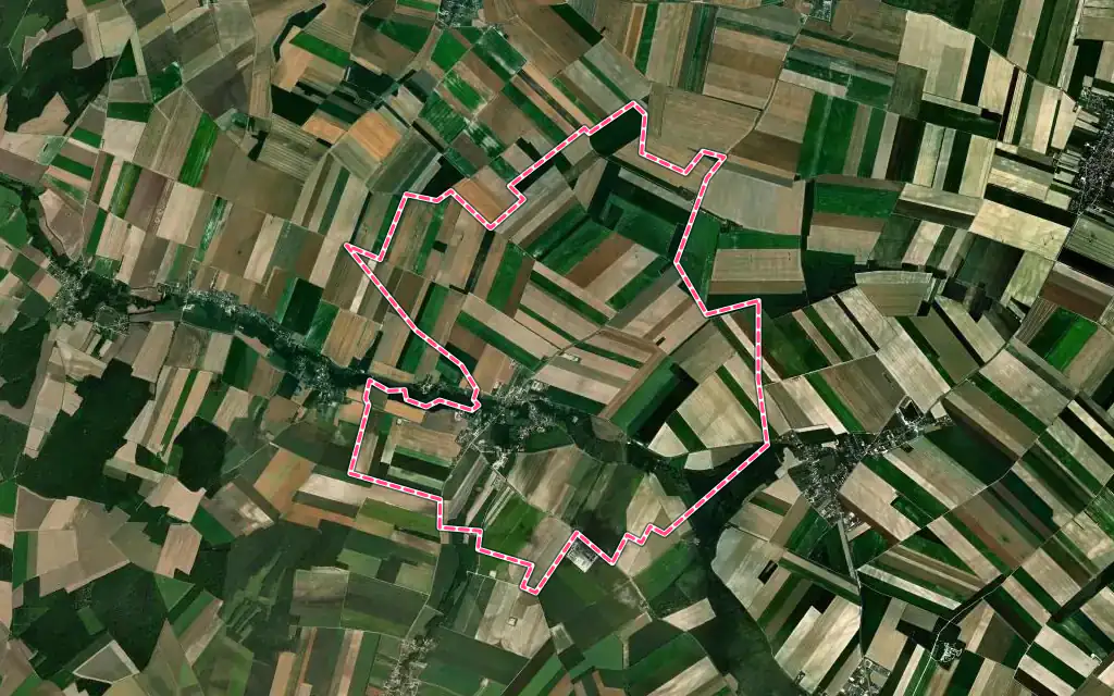 Vue satellite de Saint-Martin-de-Bossenay avec ses contours administratifs