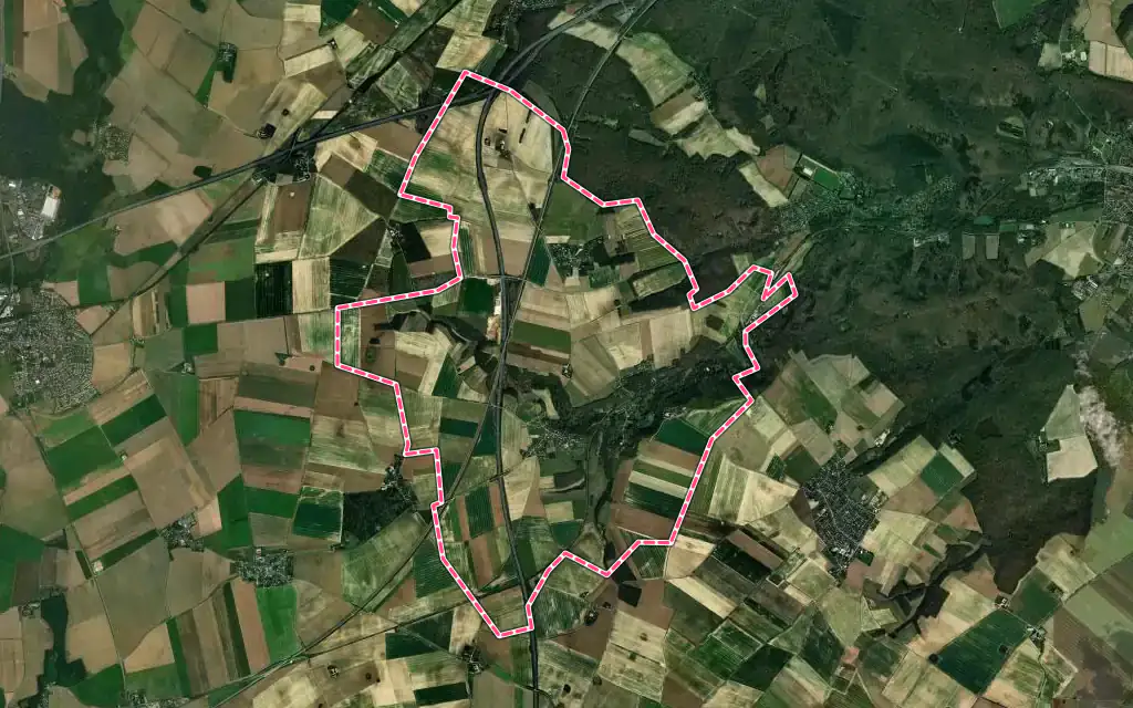 Vue satellite de Saint-Martin-de-Bréthencourt avec ses contours administratifs