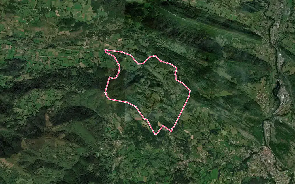 Vue satellite de Saint-Martin-de-Caralp avec ses contours administratifs
