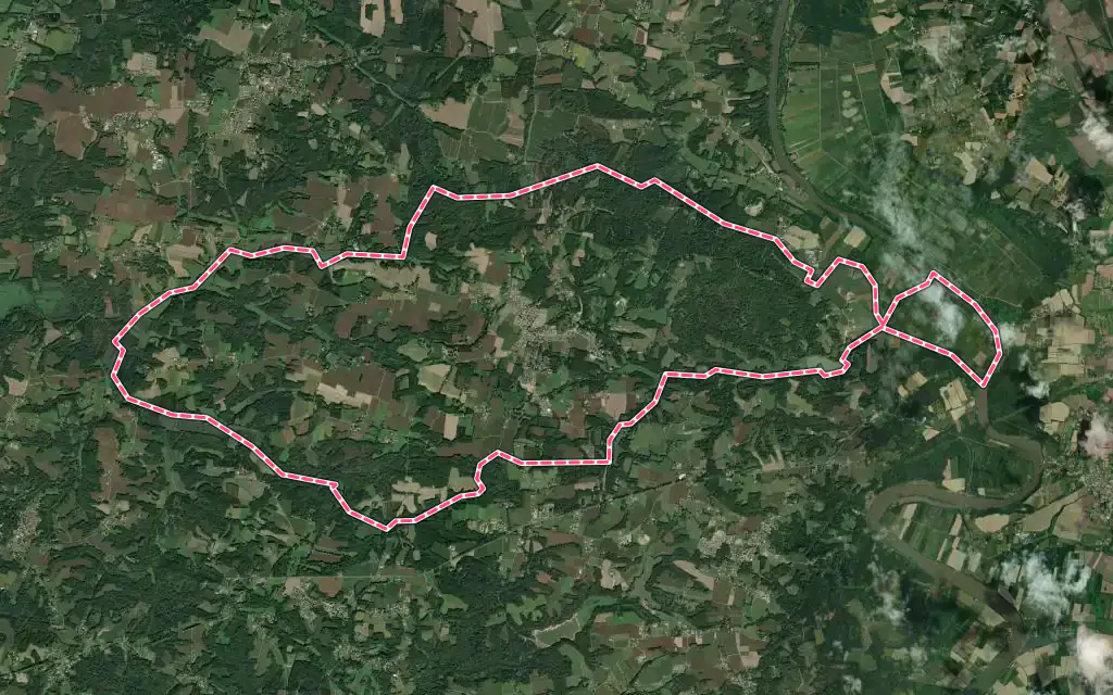 Vue satellite de Saint-Martin-de-Hinx avec ses contours administratifs