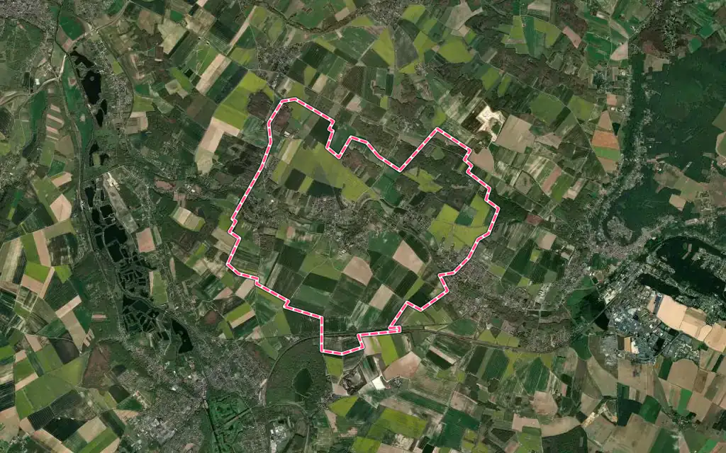 Vue satellite de Saint-Martin-de-Nigelles avec ses contours administratifs