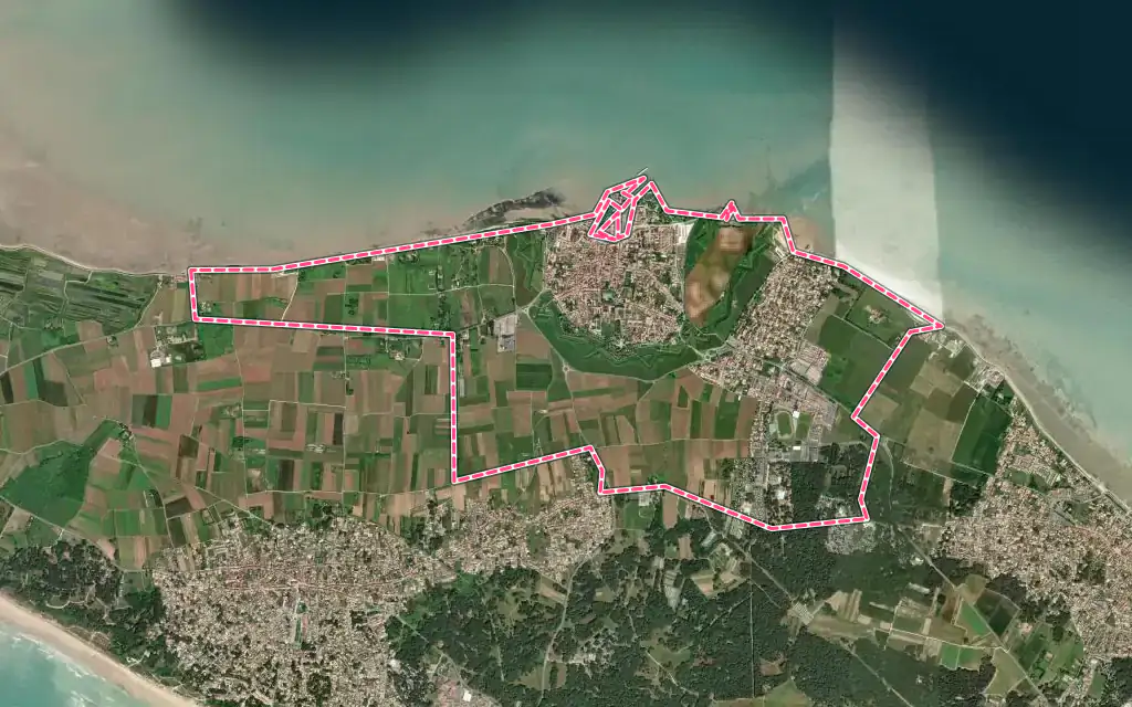 Vue satellite de Saint-Martin-de-Ré avec ses contours administratifs