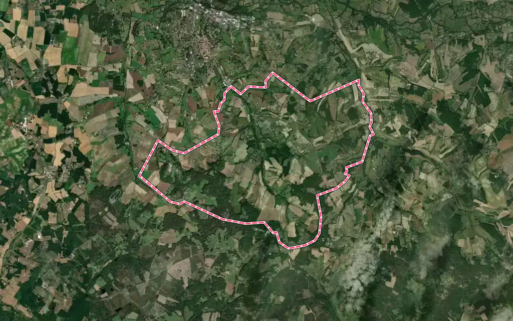 Vue satellite de Saint-Martin-de-Ribérac avec ses contours administratifs
