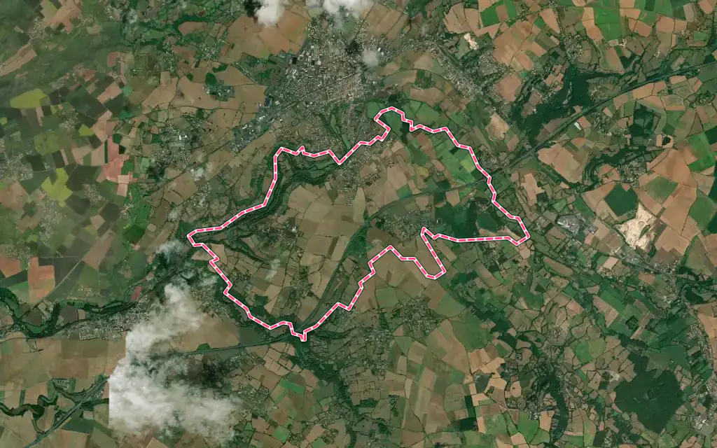 Vue satellite de Saint-Martin-de-Saint-Maixent avec ses contours administratifs