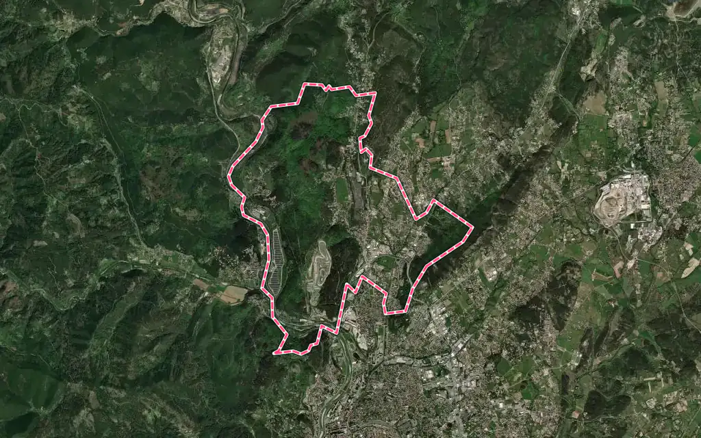 Vue satellite de Saint-Martin-de-Valgalgues avec ses contours administratifs
