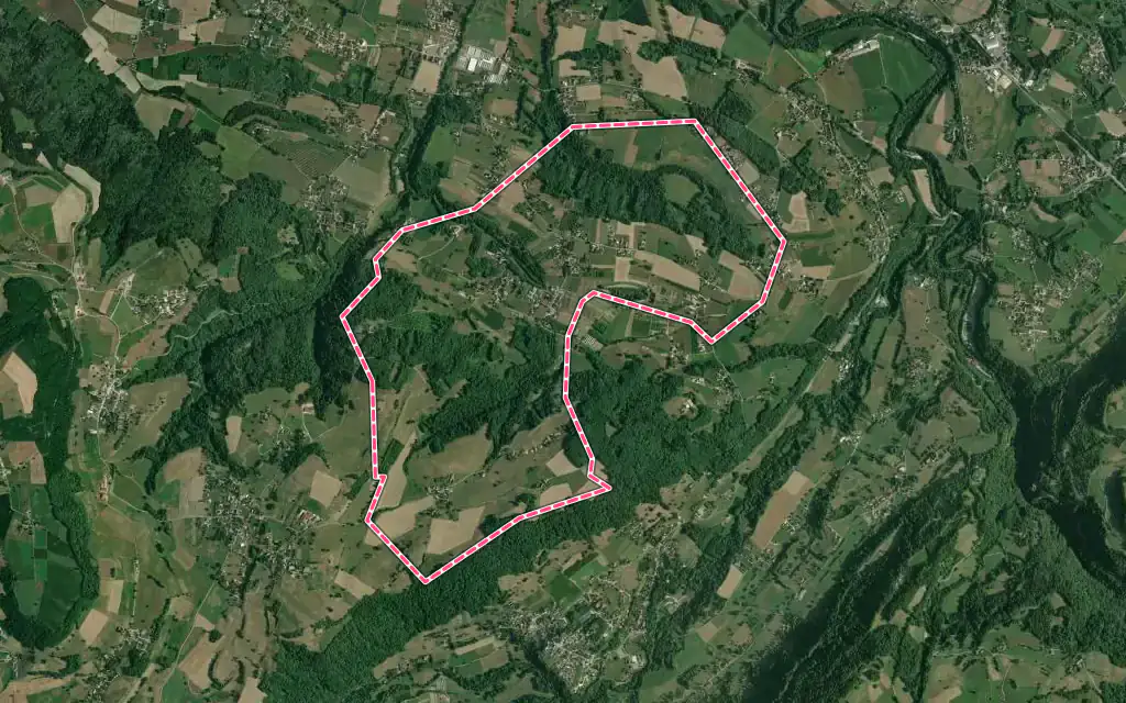 Vue satellite de Saint-Martin-de-Vaulserre avec ses contours administratifs