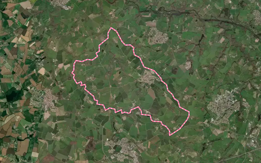 Vue satellite de Saint-Martin-des-Tilleuls avec ses contours administratifs