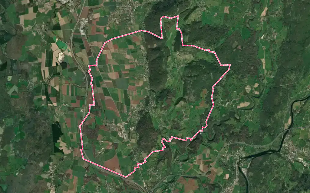 Vue satellite de Saint-Martin-du-Mont avec ses contours administratifs