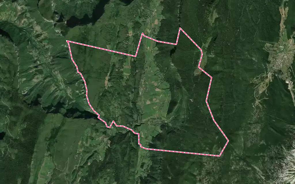 Vue satellite de Saint-Martin-en-Vercors avec ses contours administratifs