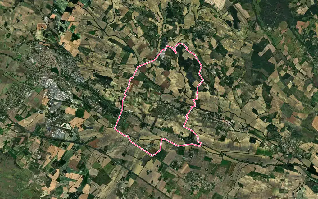 Vue satellite de Saint-Martin-Lalande avec ses contours administratifs