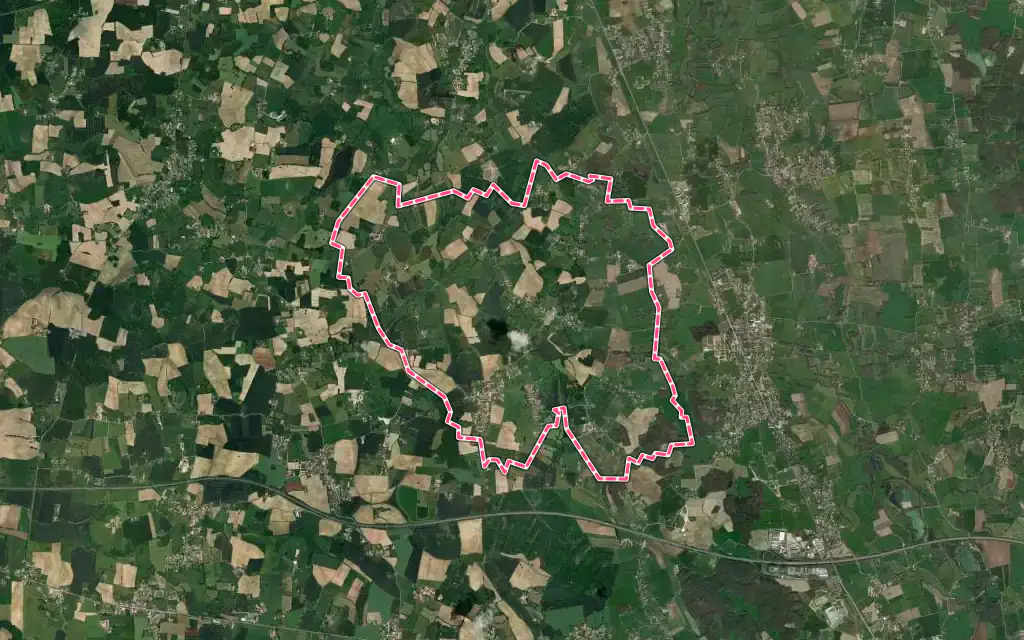 Vue satellite de Saint-Martin-le-Châtel avec ses contours administratifs