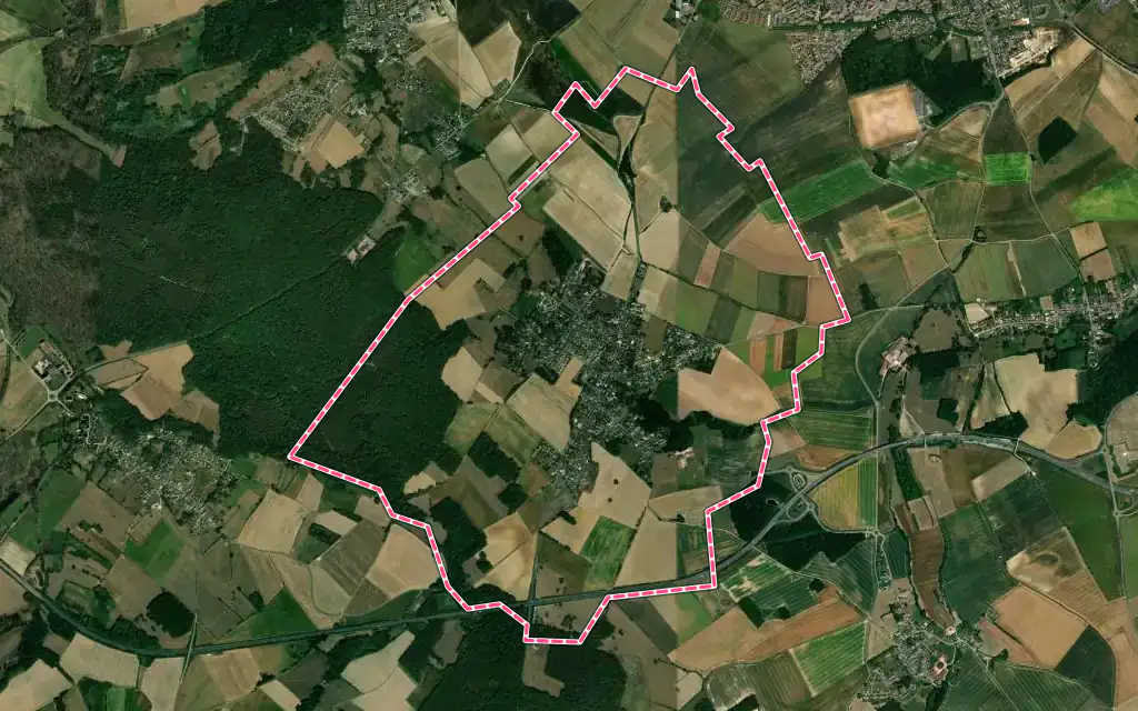 Vue satellite de Saint-Martin-le-Nœud avec ses contours administratifs