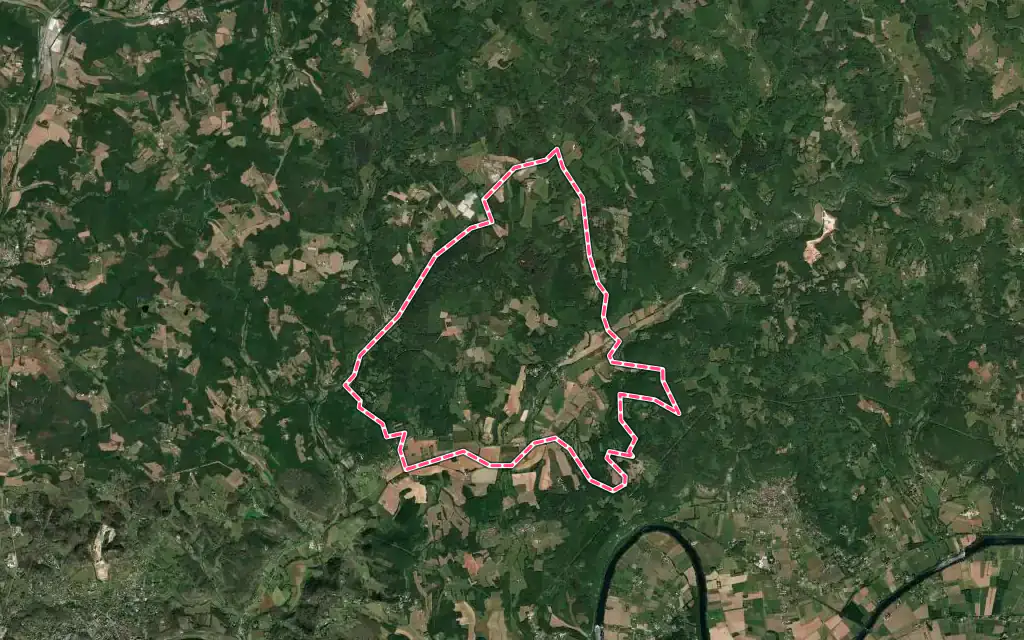 Vue satellite de Saint-Martin-le-Redon avec ses contours administratifs
