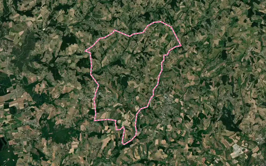 Vue satellite de Saint-Martin-Lestra avec ses contours administratifs