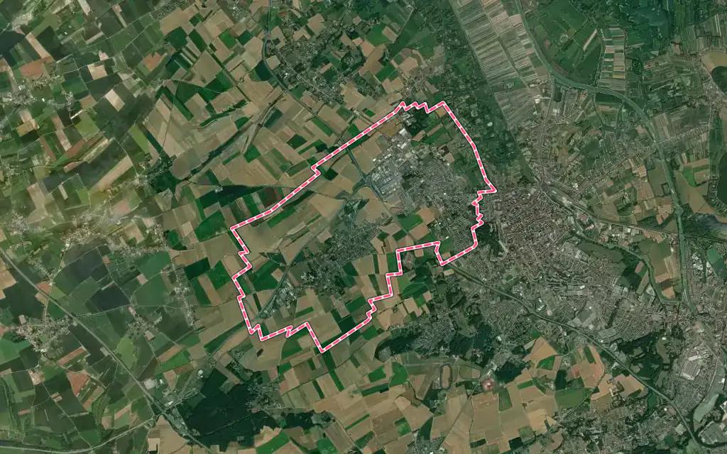 Vue satellite de Saint-Martin-lez-Tatinghem avec ses contours administratifs