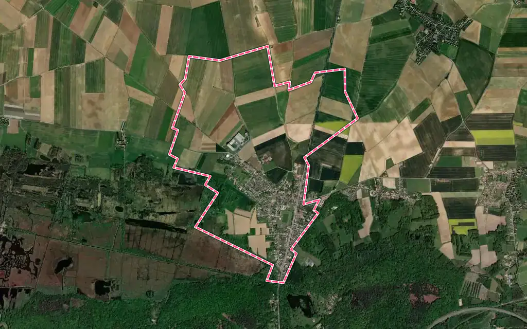 Vue satellite de Saint-Martin-Longueau avec ses contours administratifs