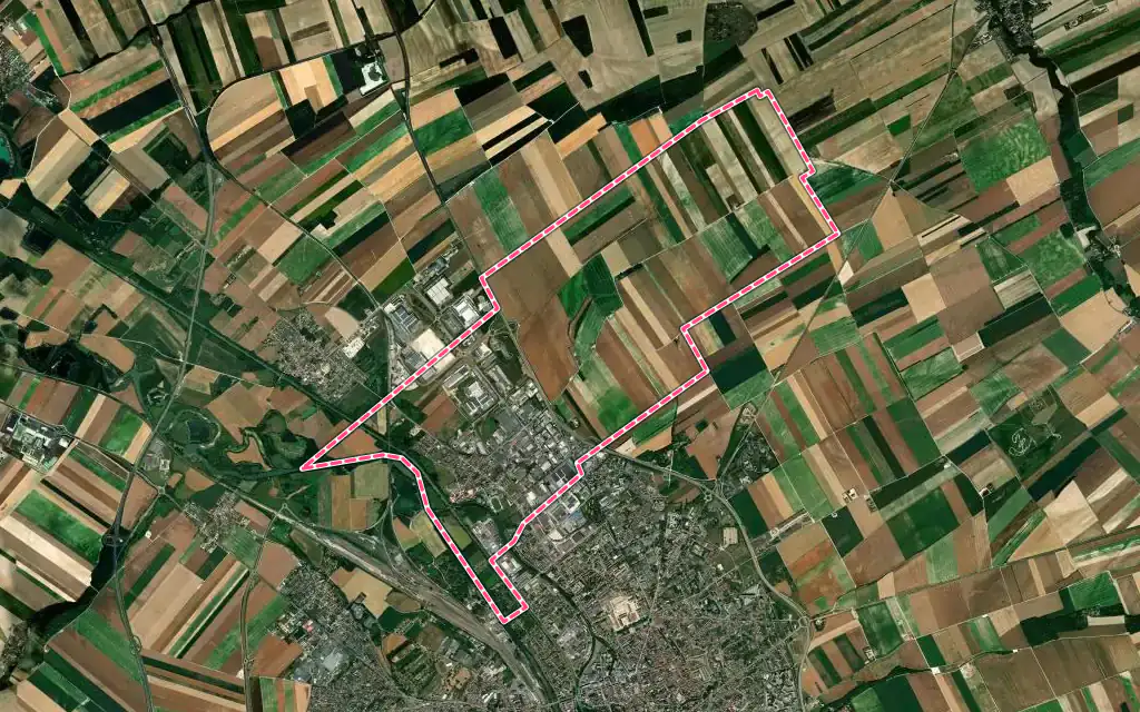 Vue satellite de Saint-Martin-sur-le-Pré avec ses contours administratifs