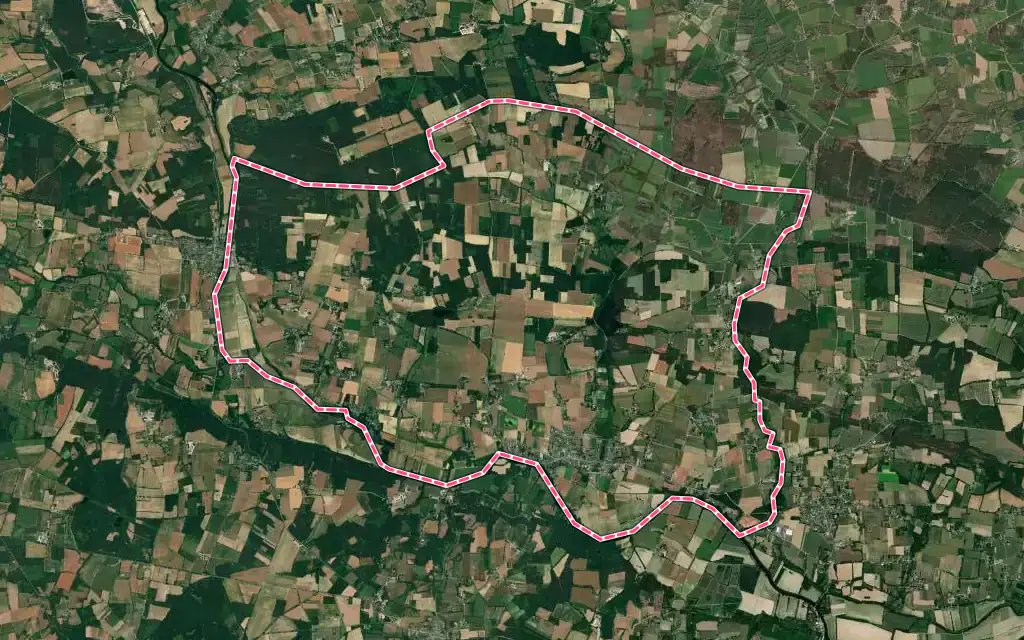 Vue satellite de Saint-Martin-sur-Oust avec ses contours administratifs