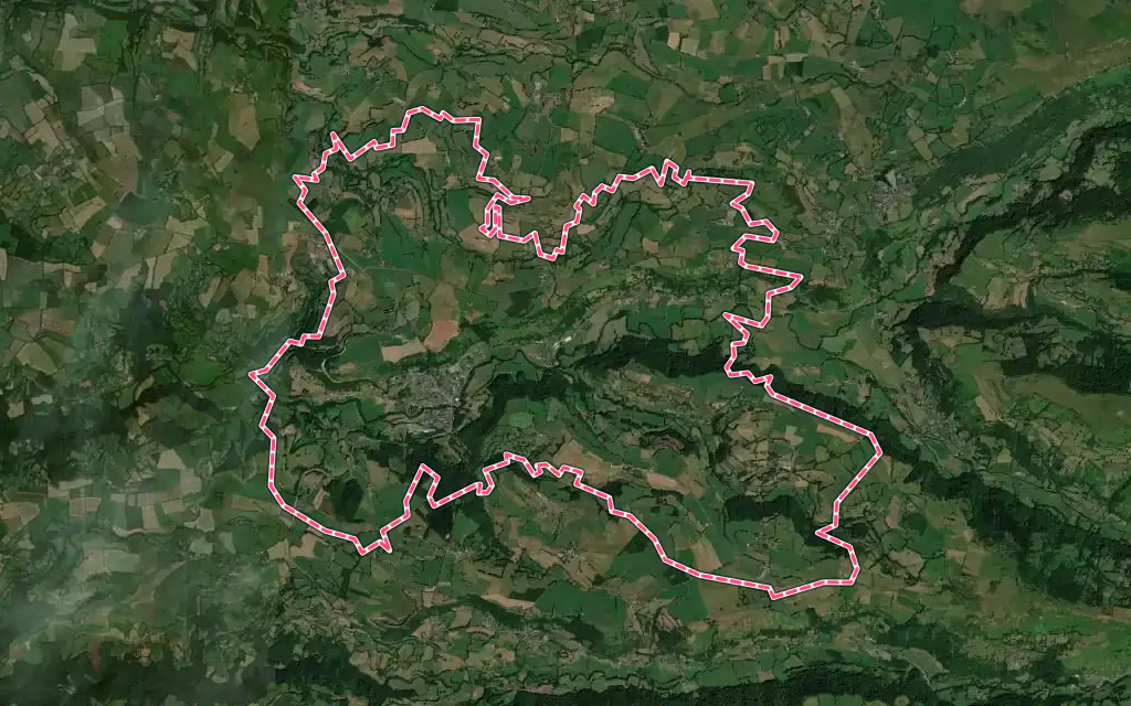 Vue satellite de Saint-Martin-Valmeroux avec ses contours administratifs