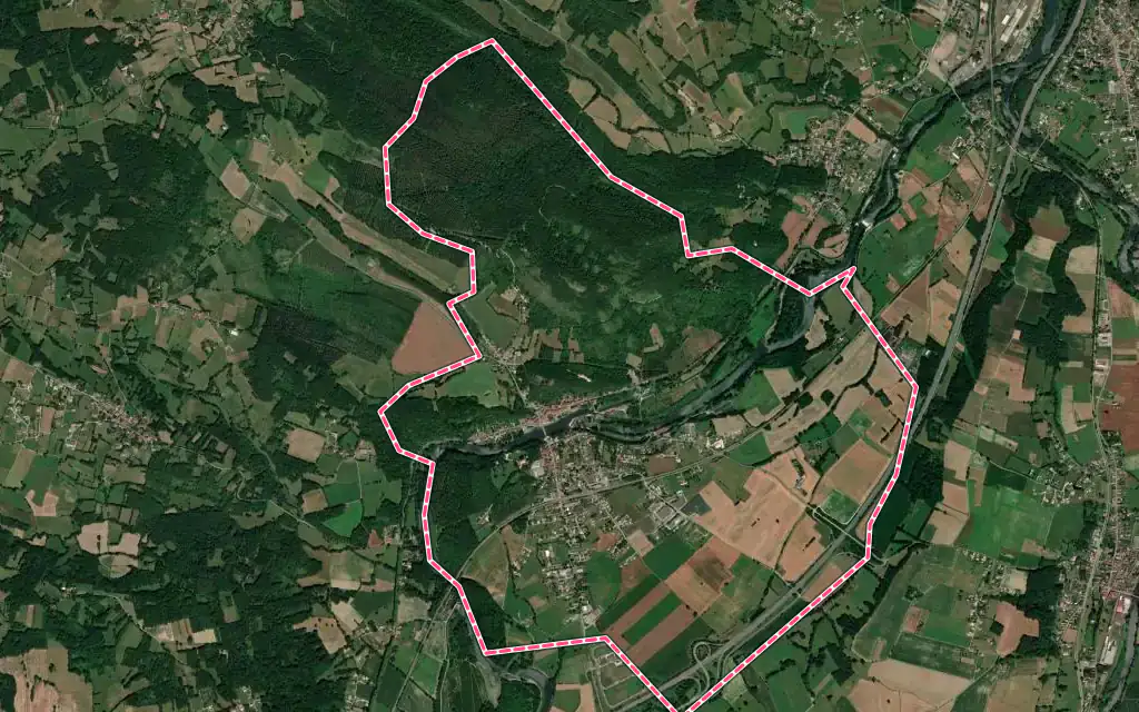 Vue satellite de Saint-Martory avec ses contours administratifs
