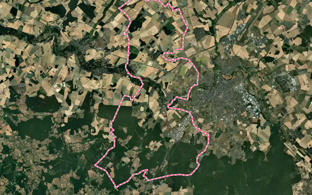Vue satellite de Saint-Maur avec ses contours administratifs