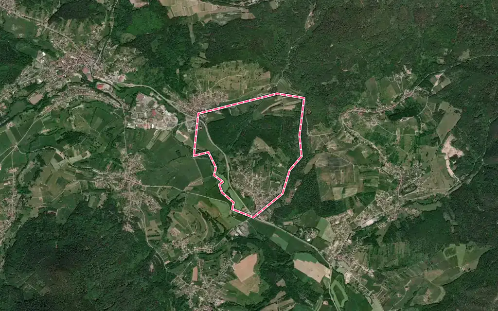 Vue satellite de Saint-Maurice avec ses contours administratifs