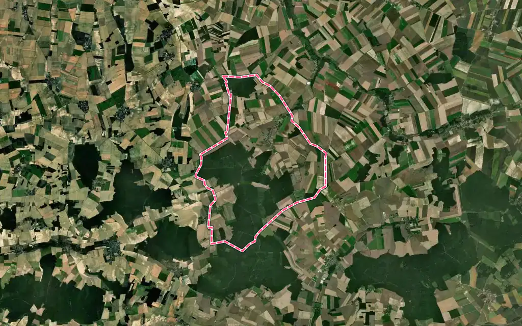 Vue satellite de Saint-Maurice-aux-Riches-Hommes avec ses contours administratifs