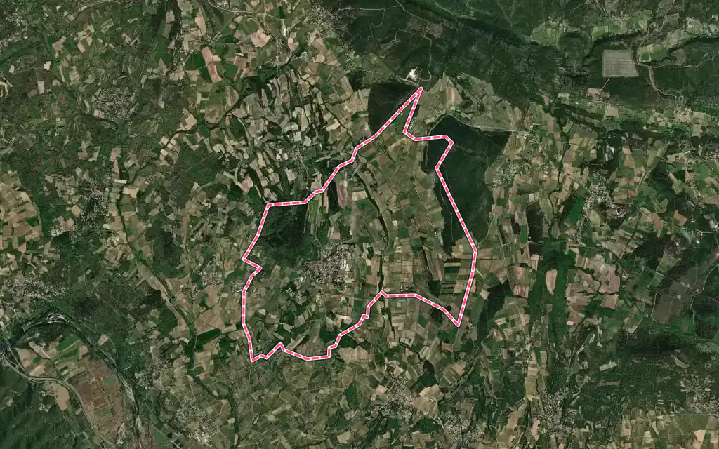 Vue satellite de Saint-Maurice-de-Cazevieille avec ses contours administratifs