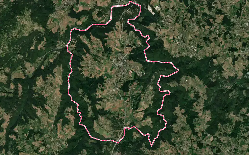 Vue satellite de Saint-Maurice-de-Lignon avec ses contours administratifs