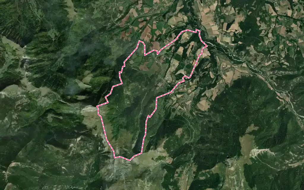 Vue satellite de Saint-Maurice-en-Trièves avec ses contours administratifs