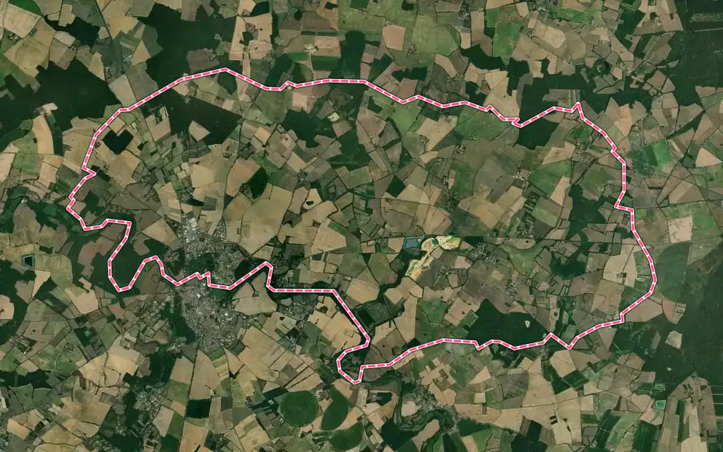 Vue satellite de Saint-Maurice-la-Clouère avec ses contours administratifs