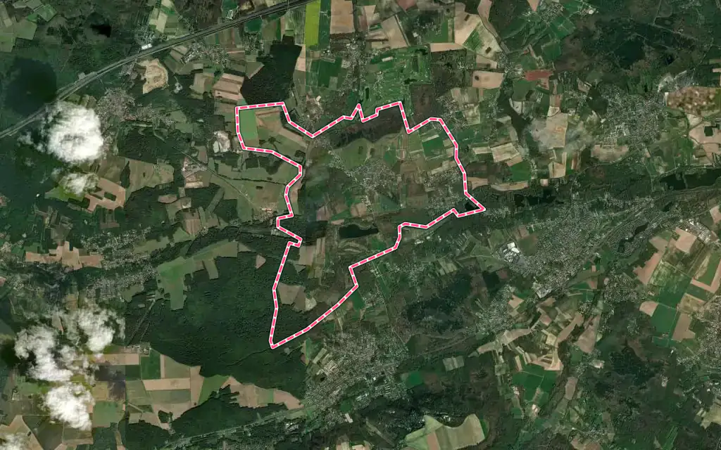 Vue satellite de Saint-Maurice-Montcouronne avec ses contours administratifs