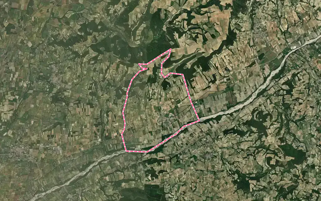 Vue satellite de Saint-Maurice-sur-Eygues avec ses contours administratifs