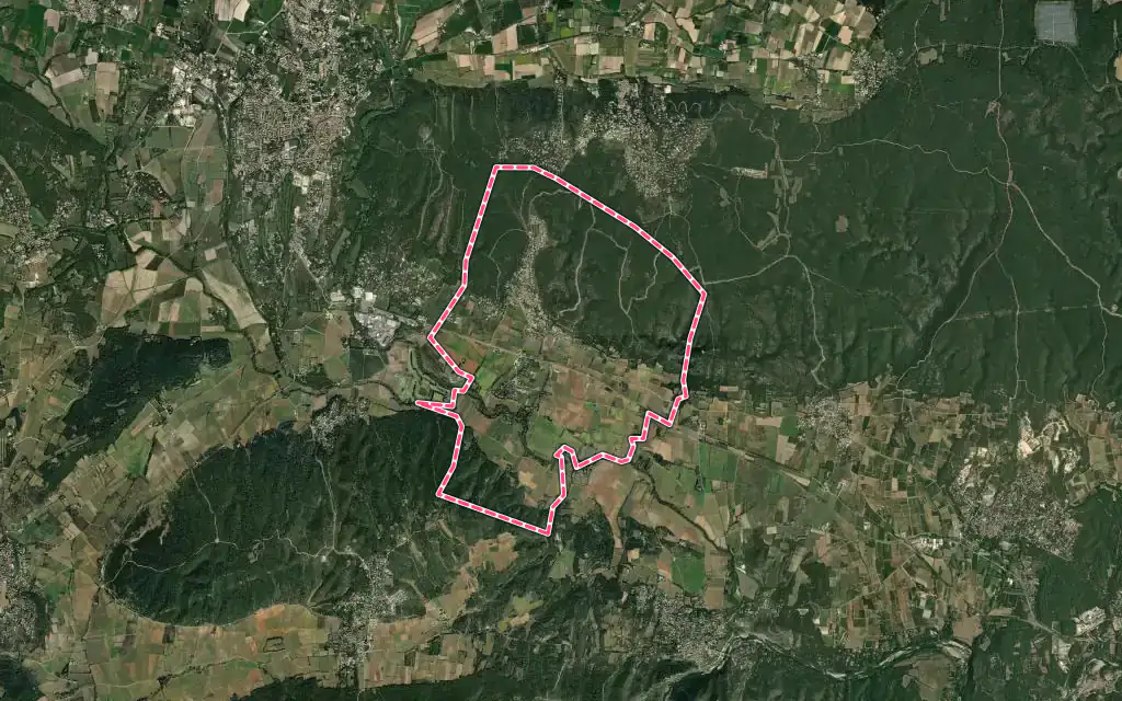 Vue satellite de Saint-Maximin avec ses contours administratifs
