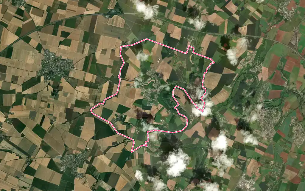 Vue satellite de Saint-Maxire avec ses contours administratifs