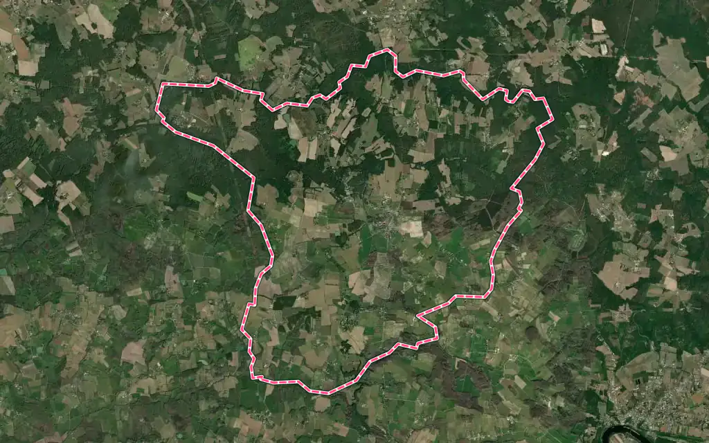 Vue satellite de Saint-Méard-de-Gurçon avec ses contours administratifs