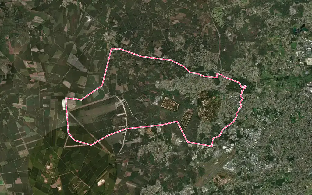 Vue satellite de Saint-Médard-en-Jalles avec ses contours administratifs