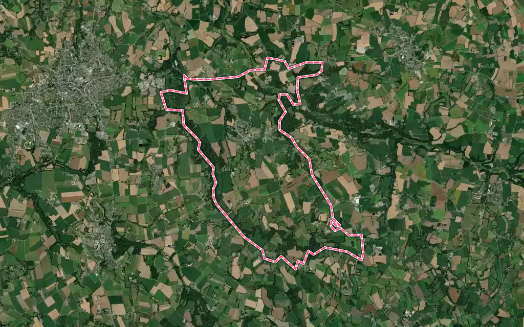 Vue satellite de Saint-Méen avec ses contours administratifs