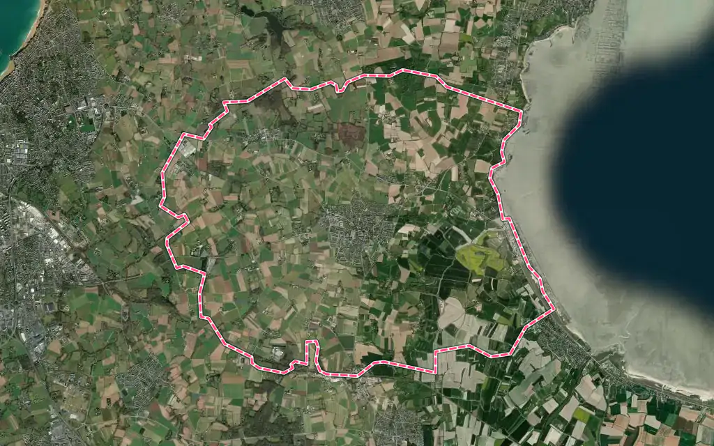Vue satellite de Saint-Méloir-des-Ondes avec ses contours administratifs
