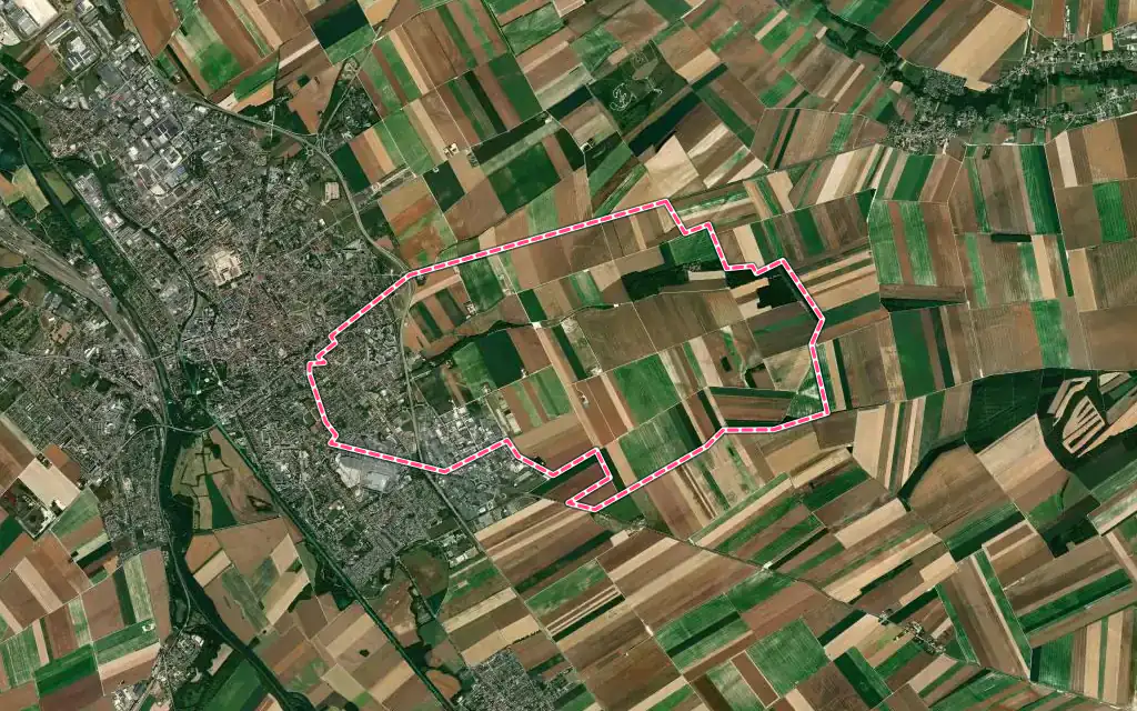 Vue satellite de Saint-Memmie avec ses contours administratifs
