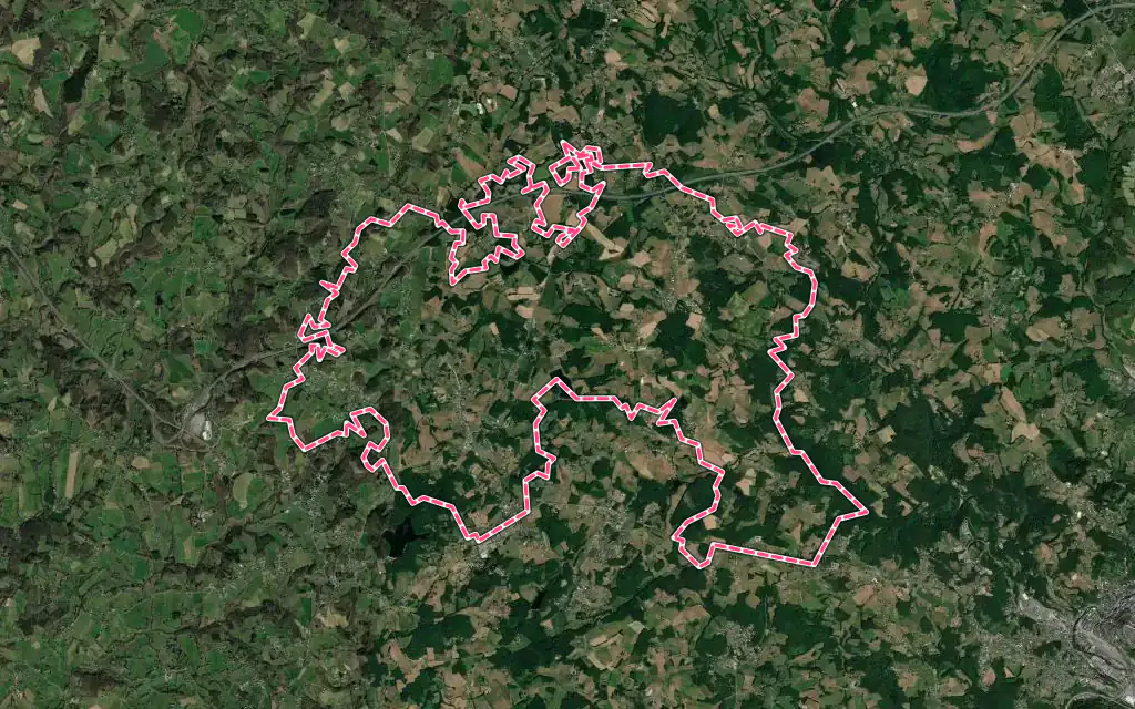Vue satellite de Saint-Mexant avec ses contours administratifs