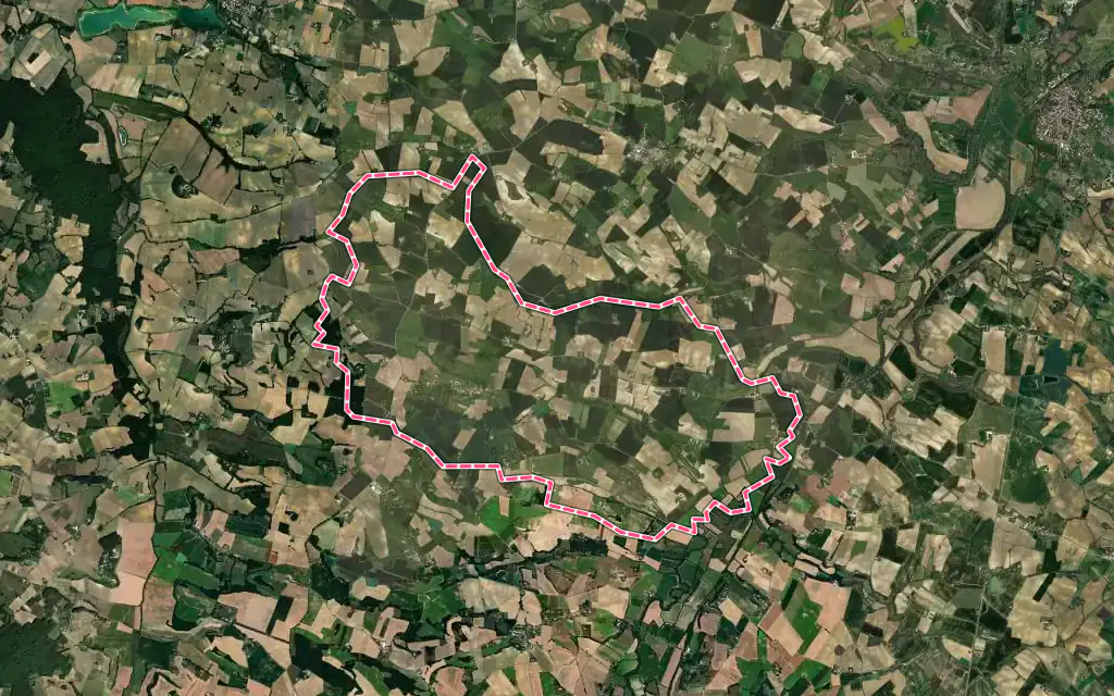 Vue satellite de Saint-Mézard avec ses contours administratifs